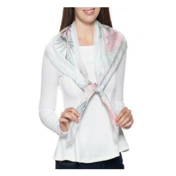 Giani Bernini Signature Tropical Square Scarf, Blush/ Neutral, OS - Picture 4 of 11
